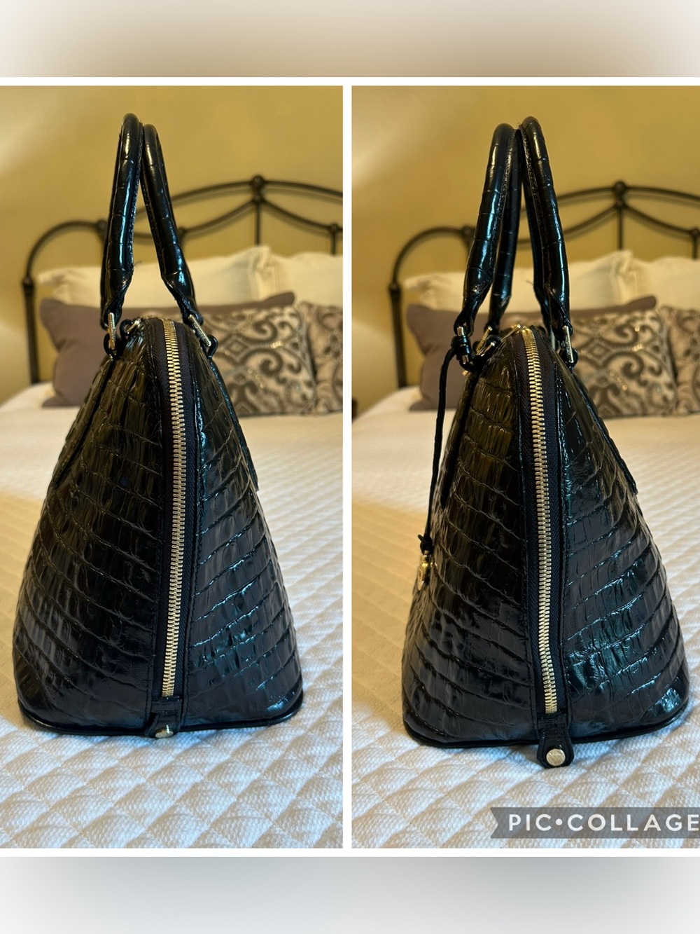 Brahmin Vivian Satchel in Black Embossed Leather - Picture 5 of 15